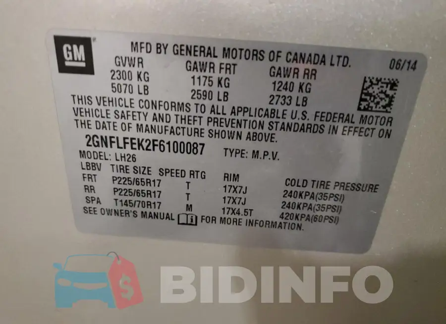 2GNFLFEK2F6100087 Photo# 13