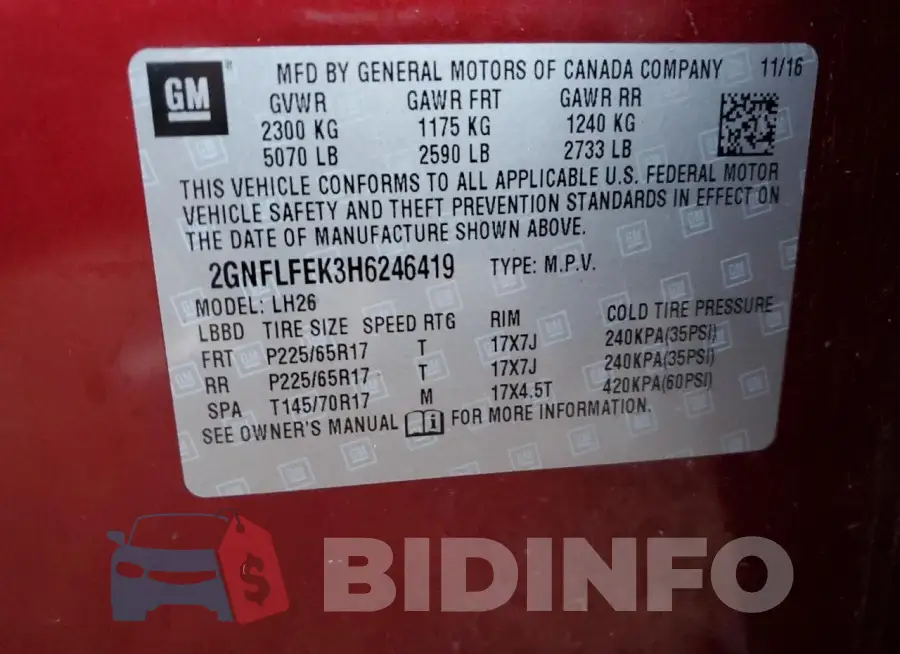 2GNFLFEK3H6246419 Photo# 12
