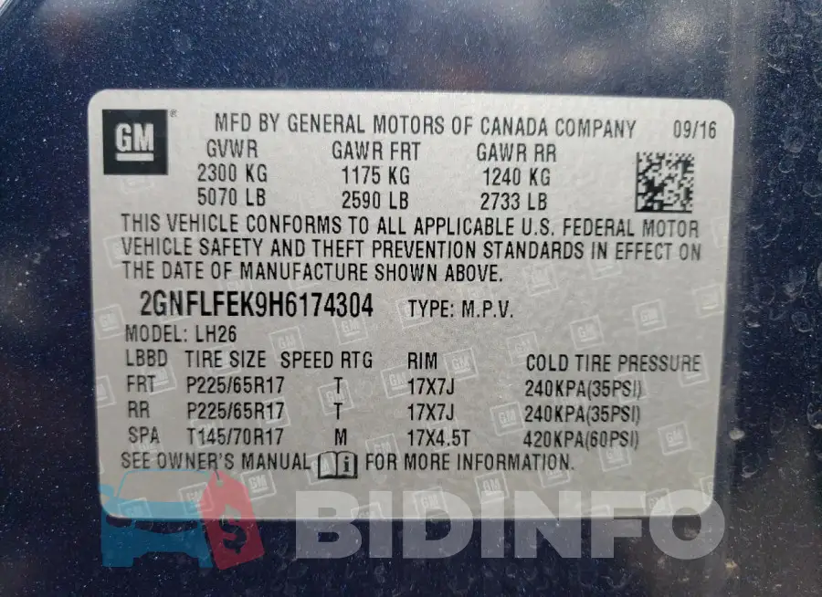 2GNFLFEK9H6174304 Photo# 13