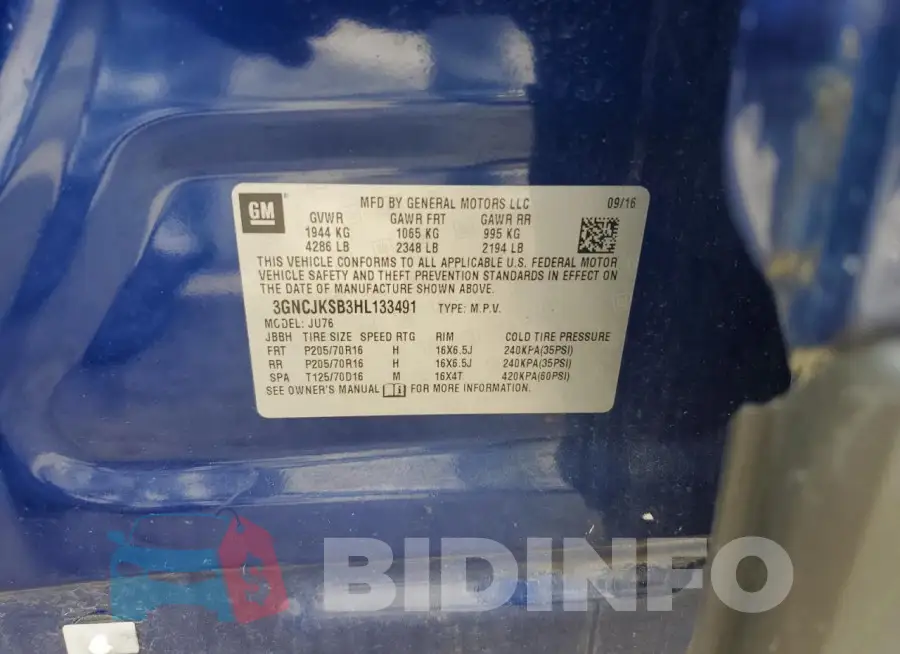 3GNCJKSB3HL133491 Photo# 14