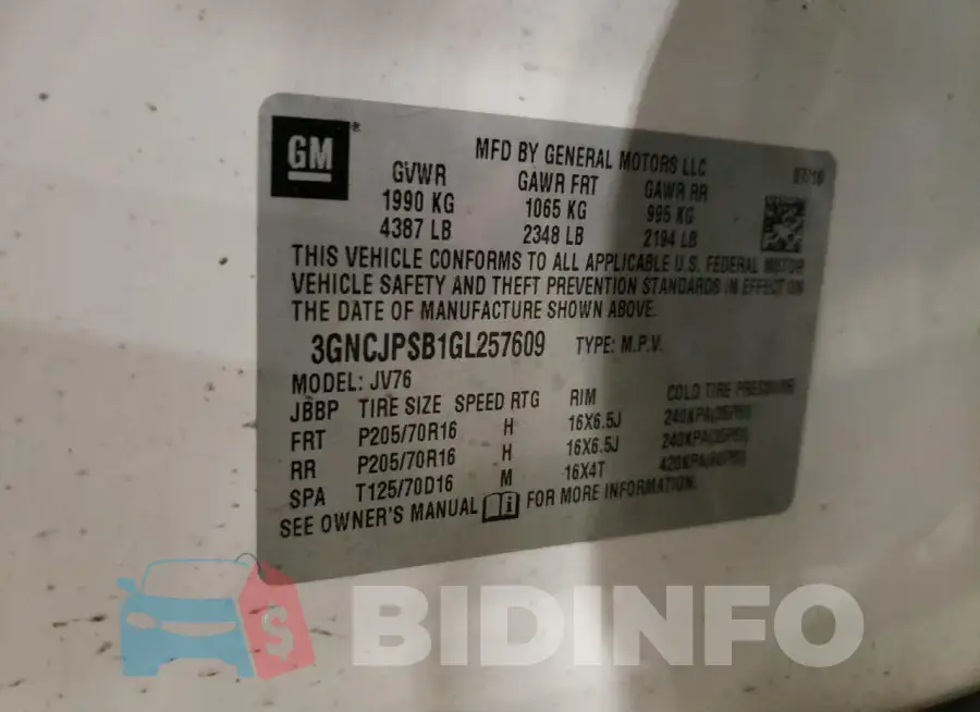 3GNCJPSB1GL257609 Photo# 13