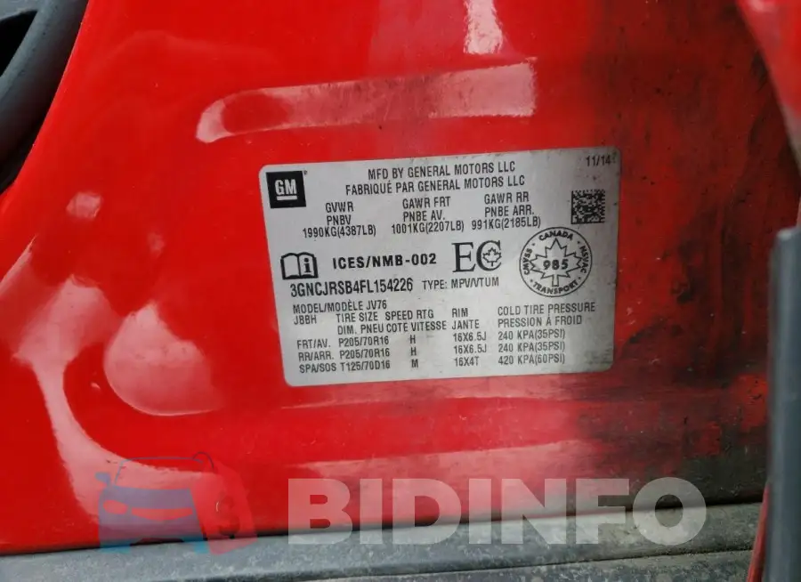 3GNCJRSB4FL154226 Photo# 14