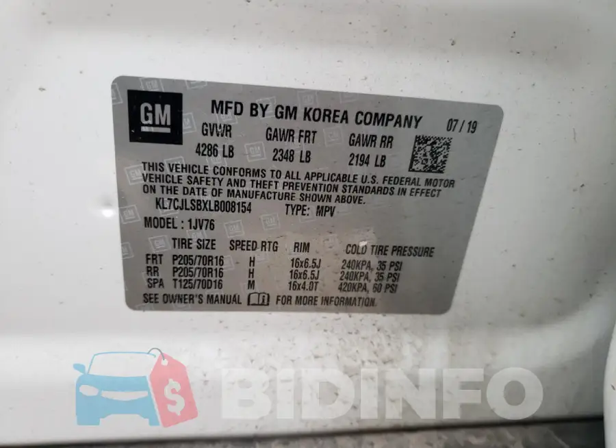 KL7CJLSBXLB008154 Photo# 12