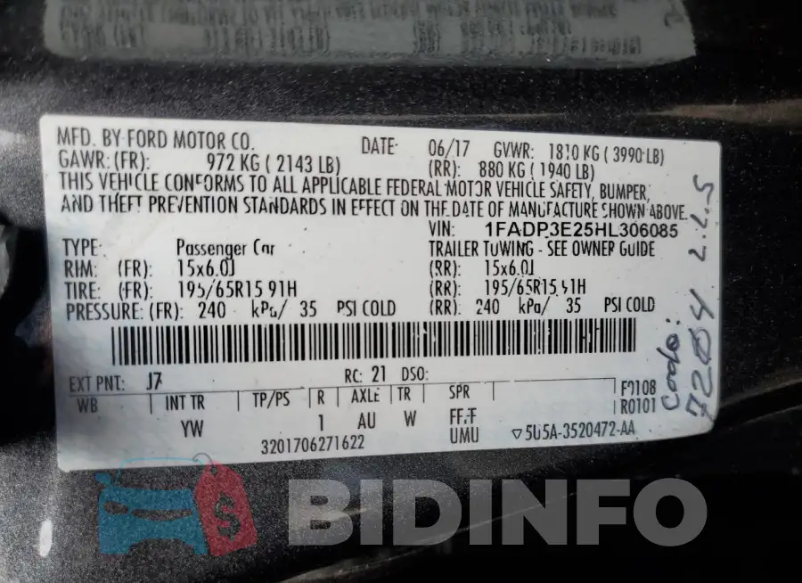 1FADP3E25HL306085 Photo# 12