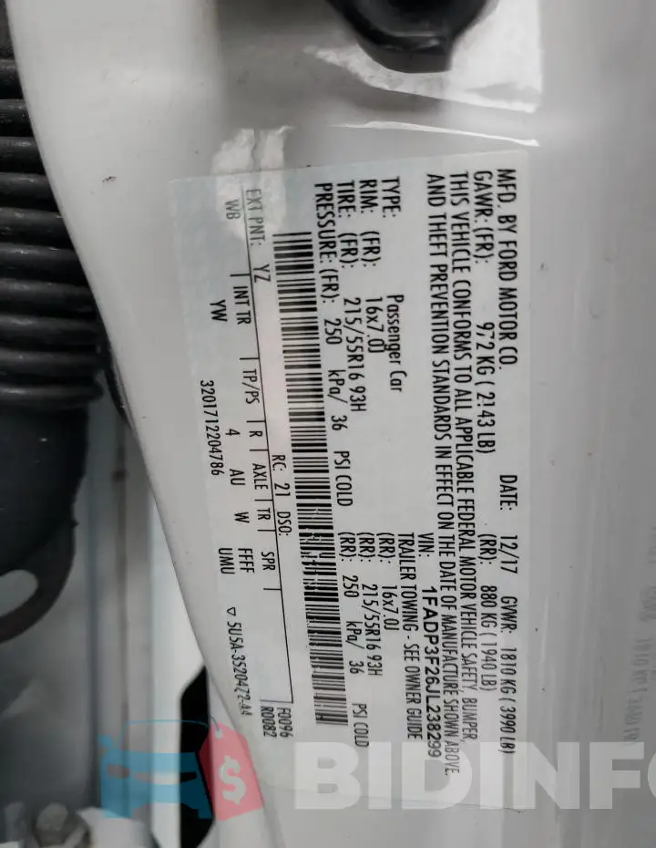 1FADP3F26JL238299 Photo# 13
