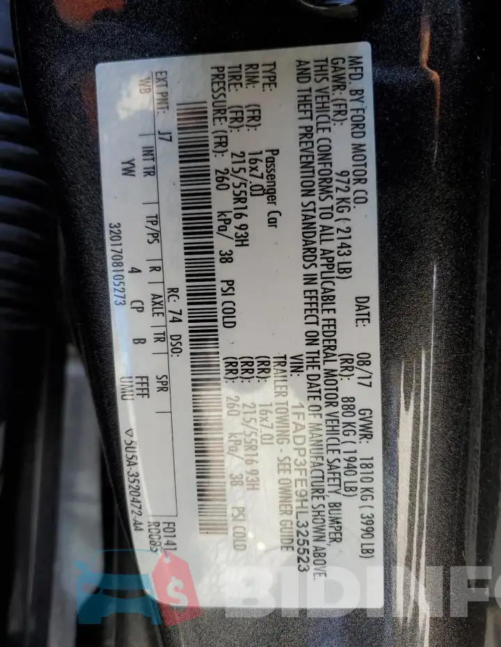 1FADP3FE9HL325523 Photo# 13