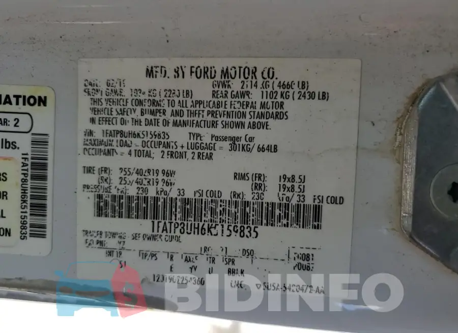 1FATP8UH6K5159835 Photo# 12