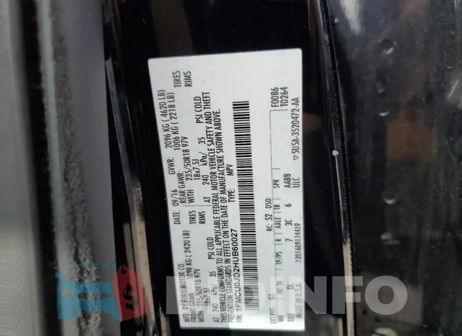 1FMCU0JD2HUB60027 Photo# 12