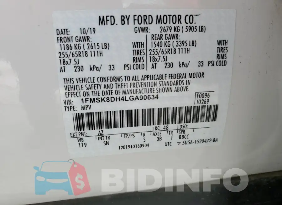 1FMSK8DH4LGA90634 Photo# 13