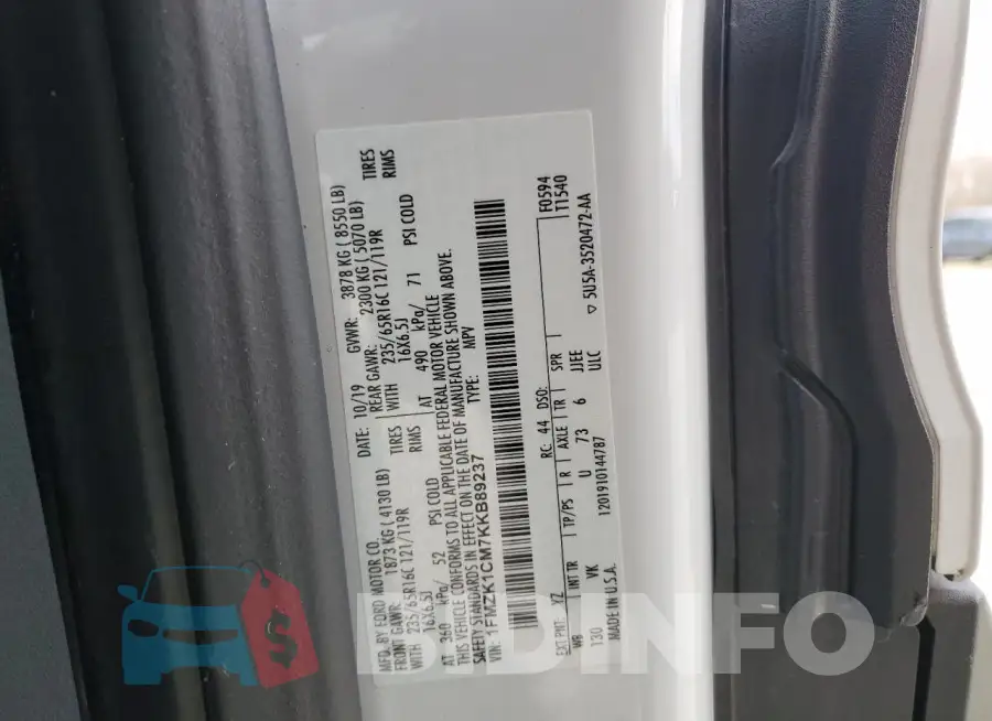 1FMZK1CM7KKB89237 Photo# 14