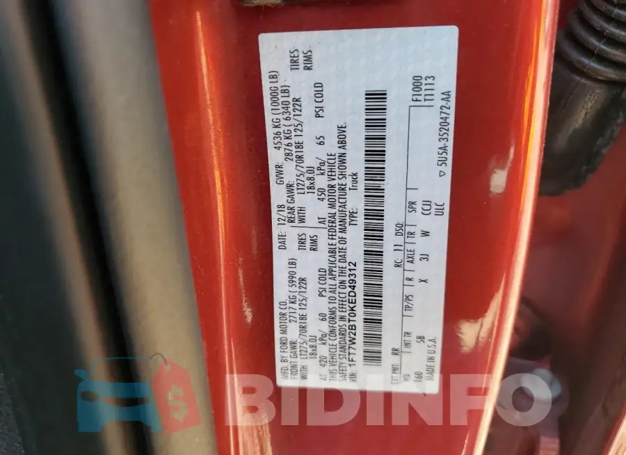 1FT7W2BT0KED49312 Photo# 12