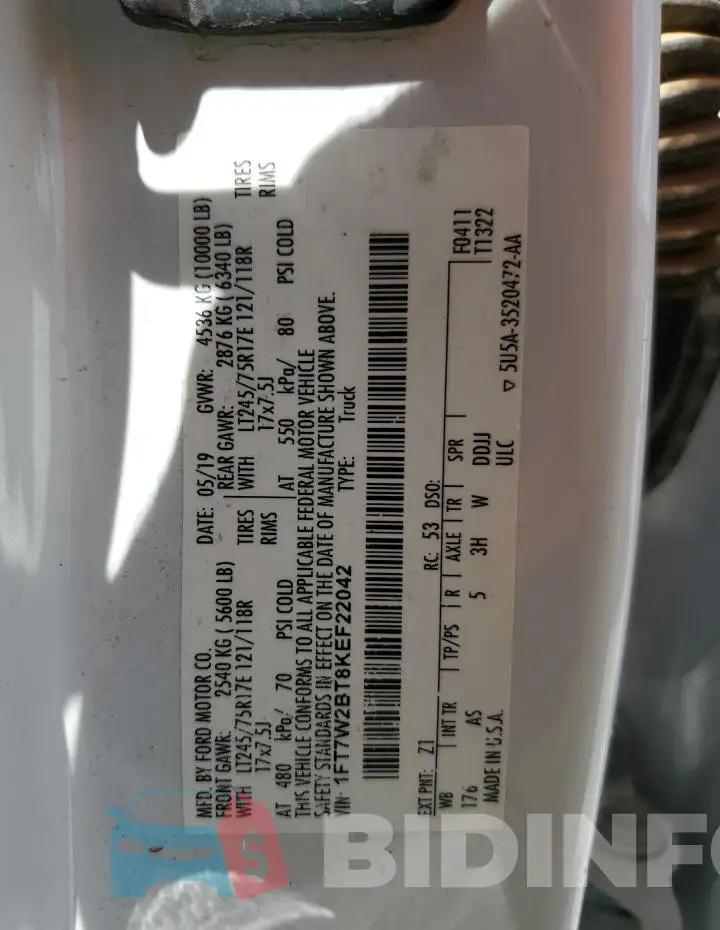 1FT7W2BT8KEF22042 Photo# 12