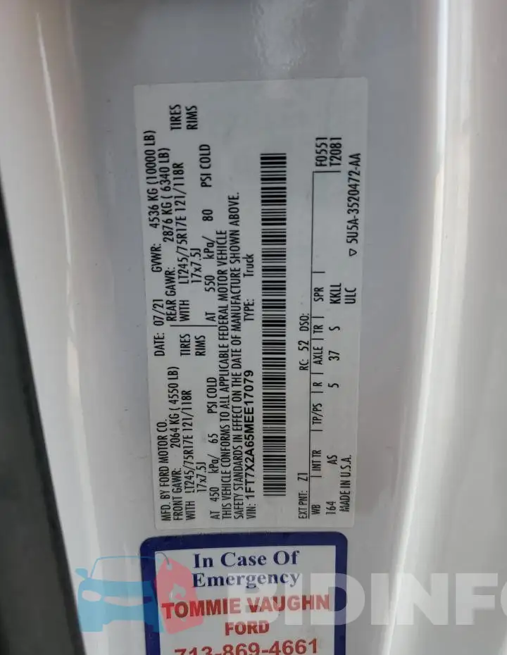 1FT7X2A65MEE17079 Photo# 12