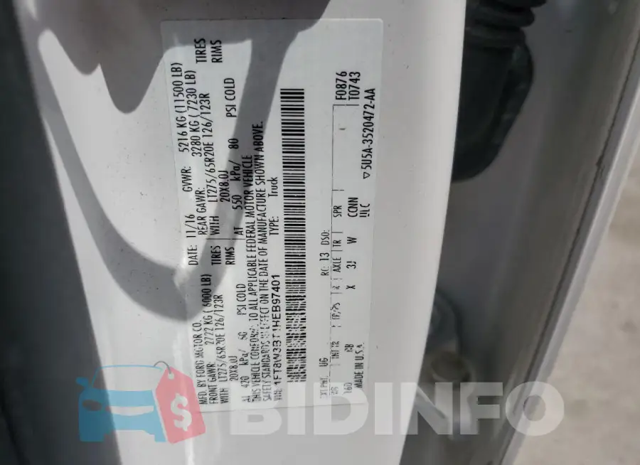 1FT8W3BT1HEB97401 Photo# 12