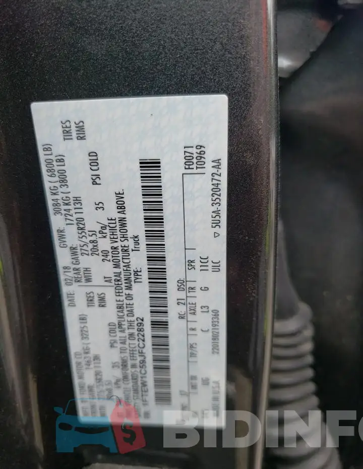 1FTEW1C59JFC22892 Photo# 13
