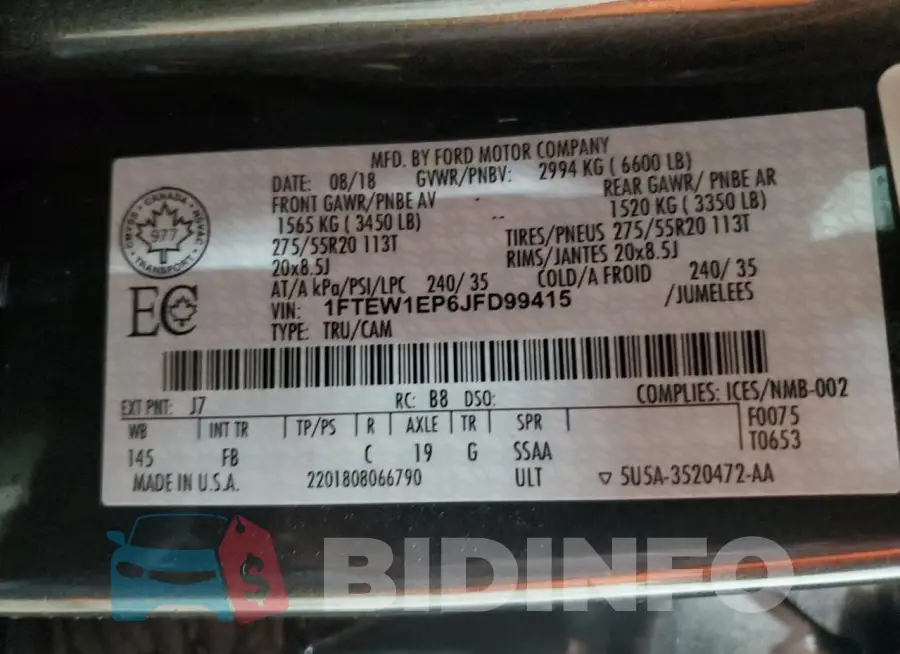 1FTEW1EP6JFD99415 Photo# 12
