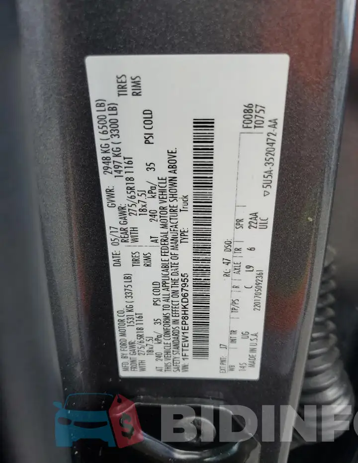 1FTEW1EP8HKD67955 Photo# 13
