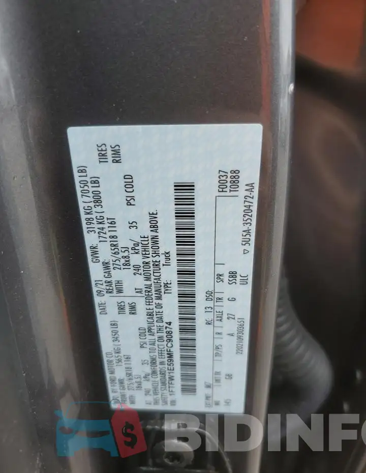 1FTFW1E59MFC90874 Photo# 13
