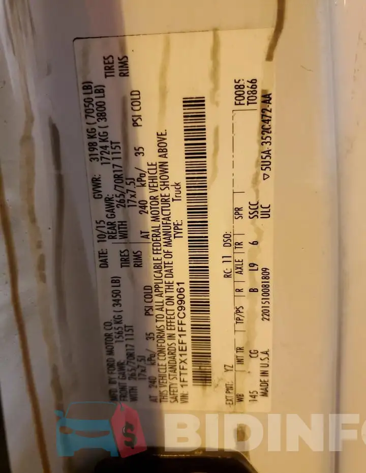 1FTFX1EF1FFC99061 Photo# 12