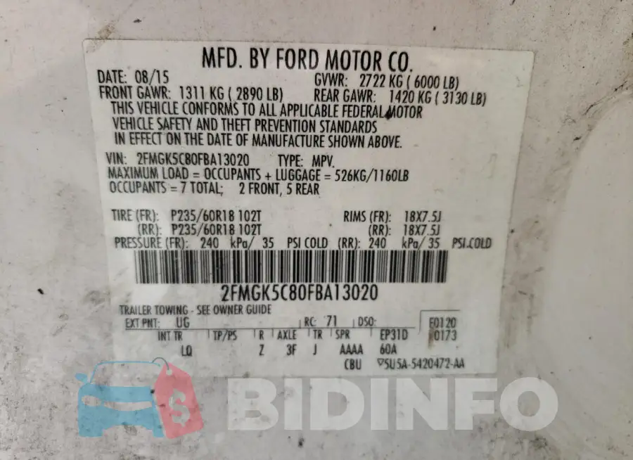 2FMGK5C80FBA13020 Photo# 14