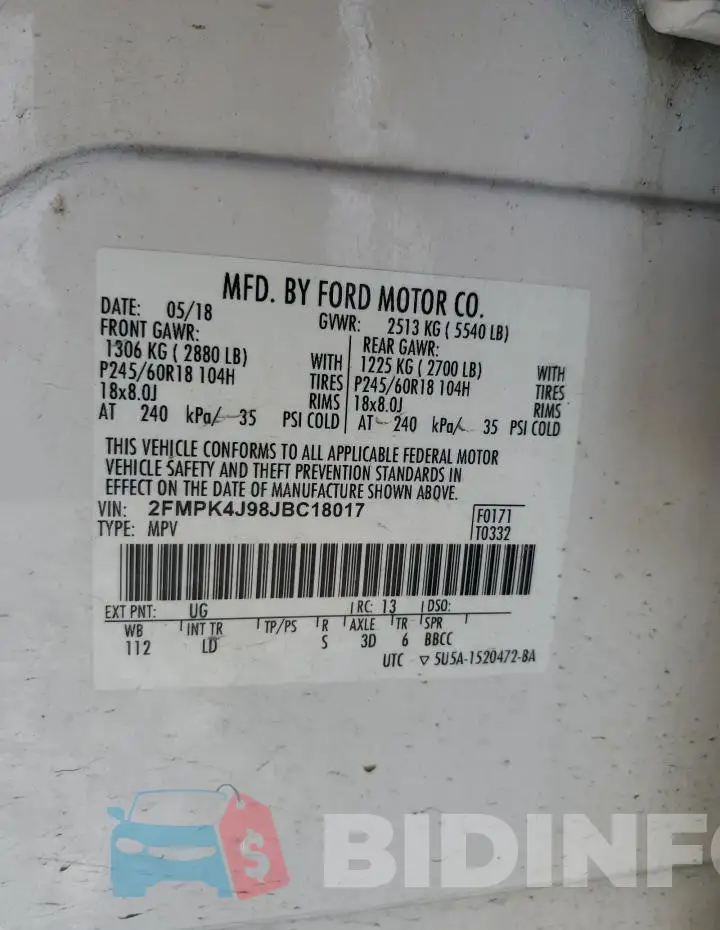 2FMPK4J98JBC18017 Photo# 12