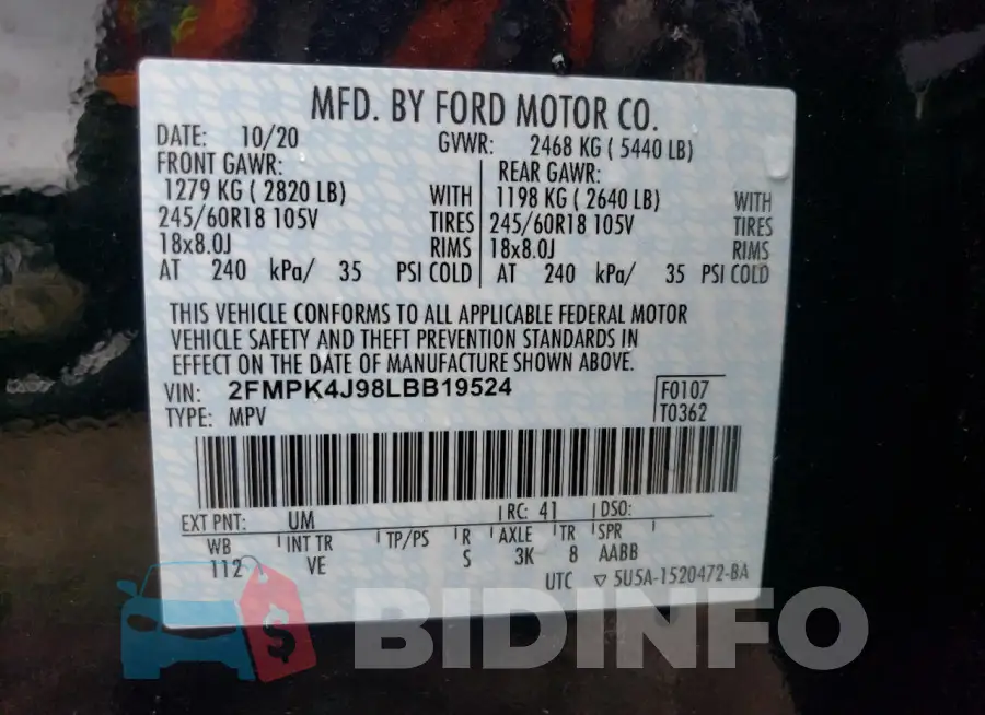 2FMPK4J98LBB19524 Photo# 12