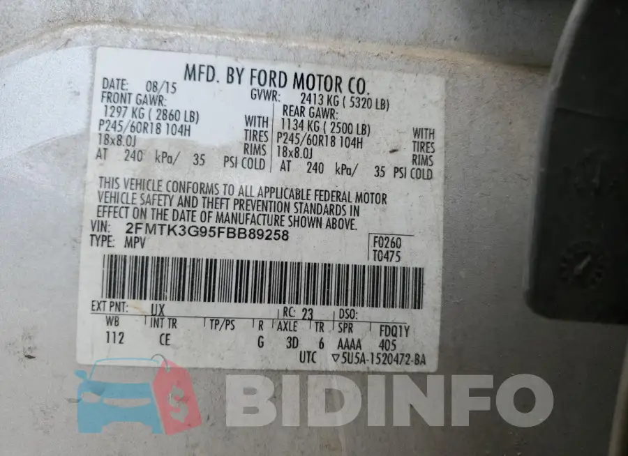 2FMTK3G95FBB89258 Photo# 14
