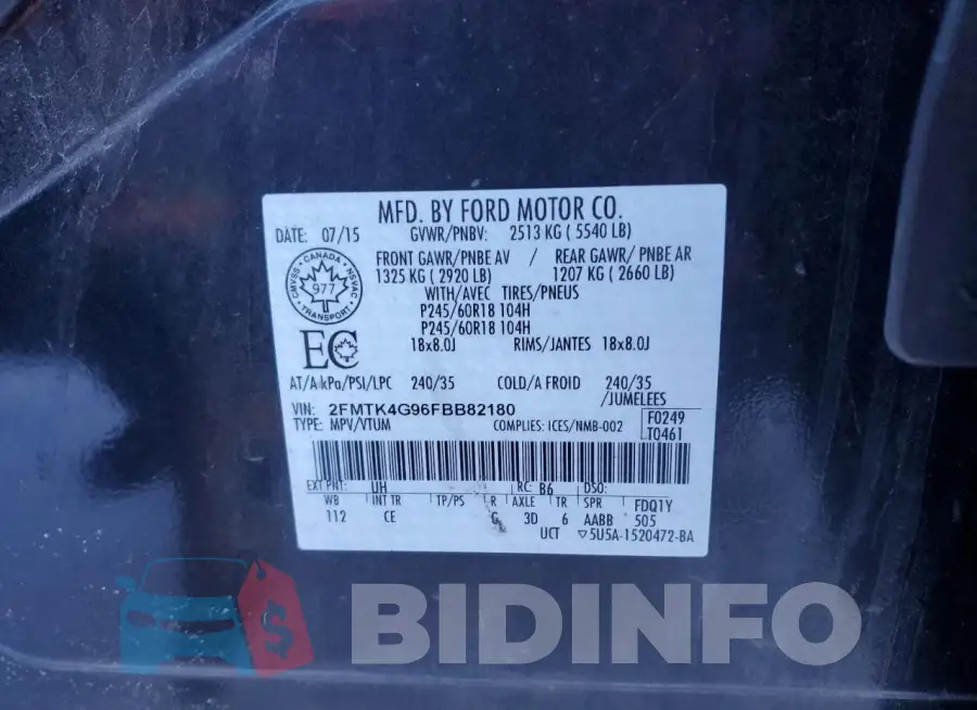 2FMTK4G96FBB82180 Photo# 13