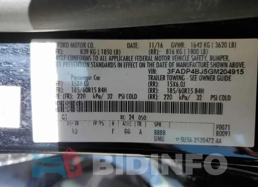 3FADP4BJ5GM204915 Photo# 12