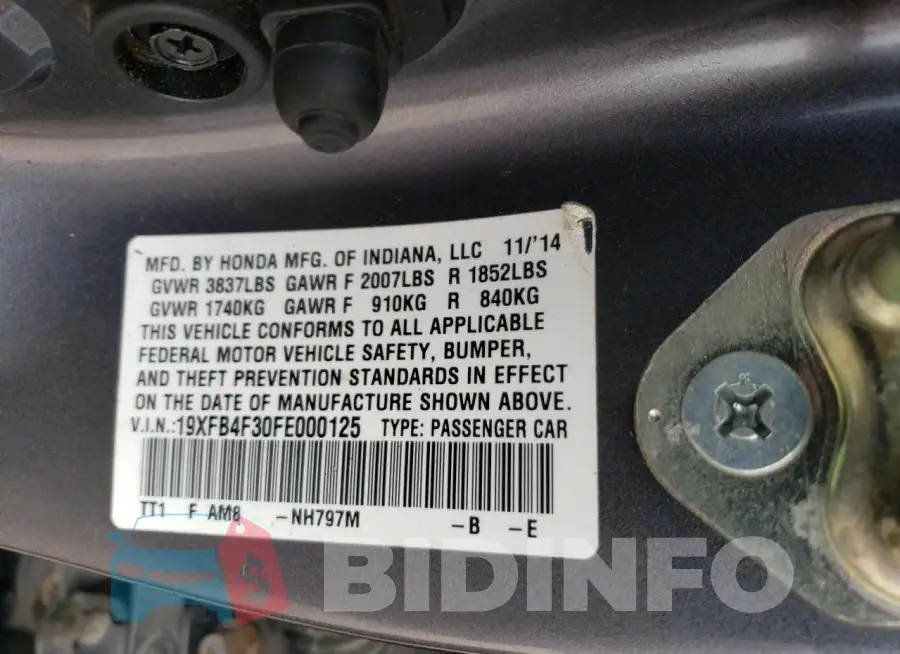 19XFB4F30FE000125 Photo# 12