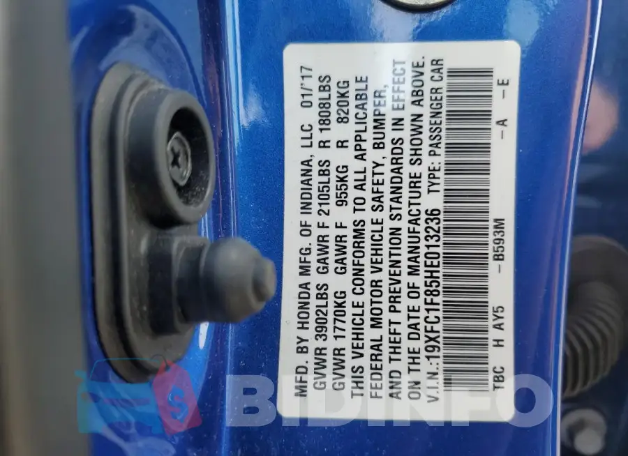 19XFC1F85HE013236 Photo# 12
