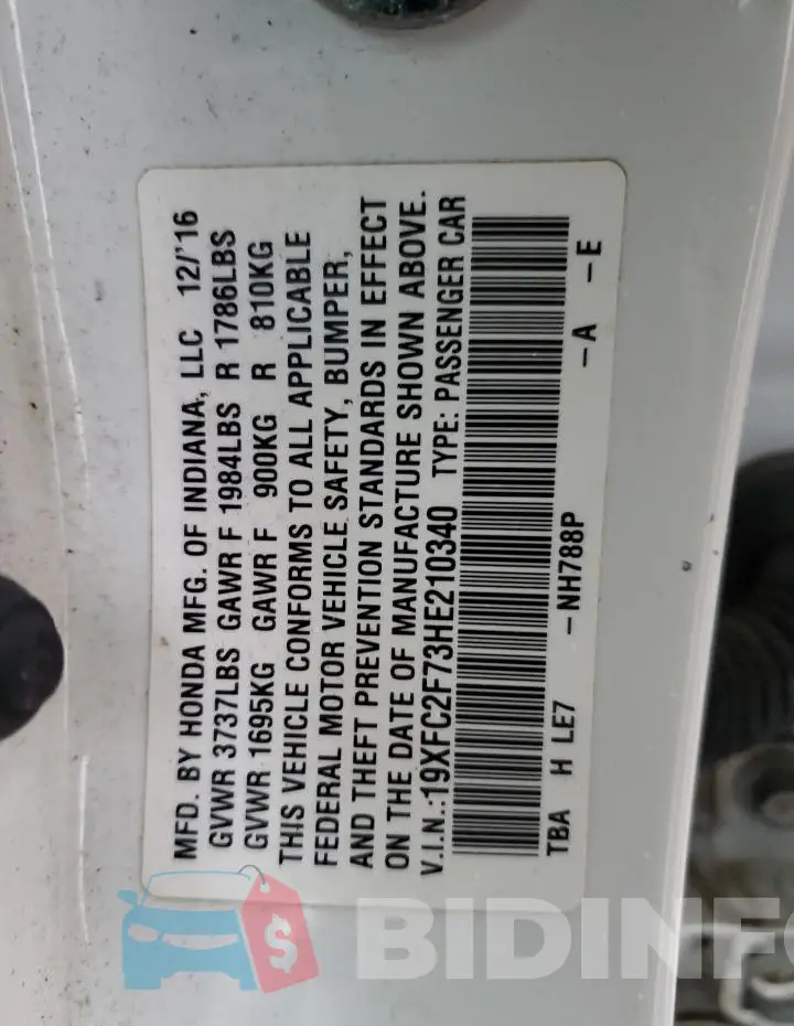 19XFC2F73HE210340 Photo# 12