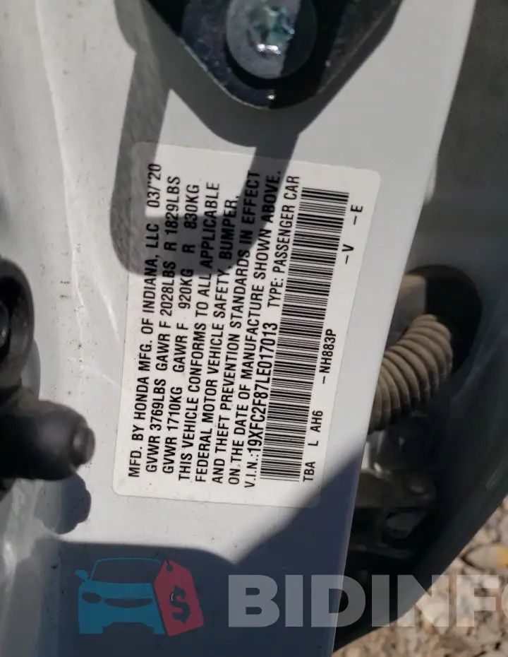 19XFC2F87LE017013 Photo# 12