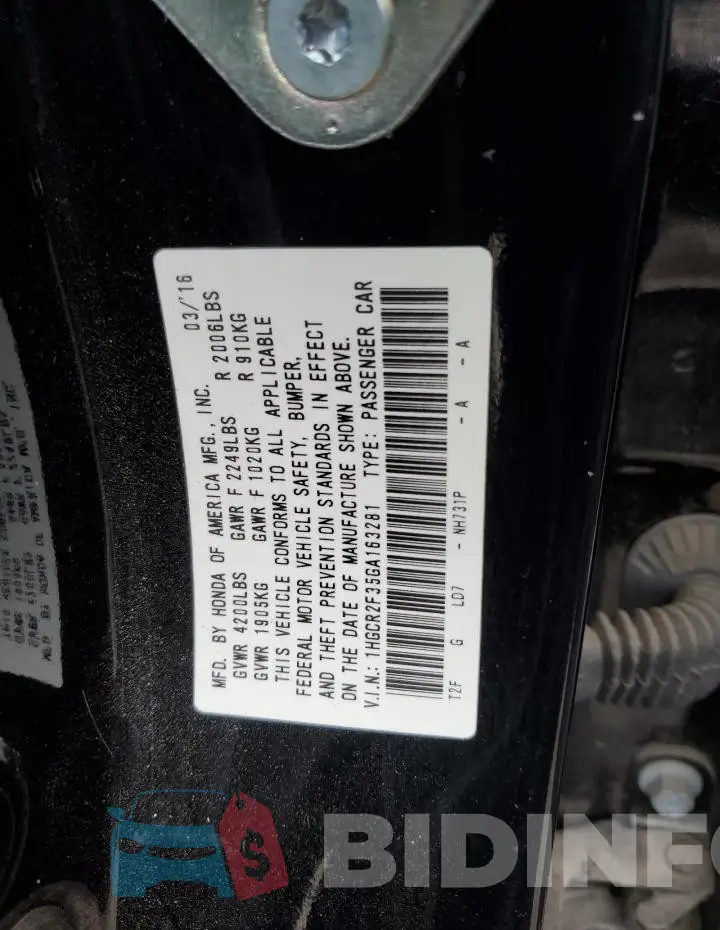 1HGCR2F35GA163281 Photo# 12