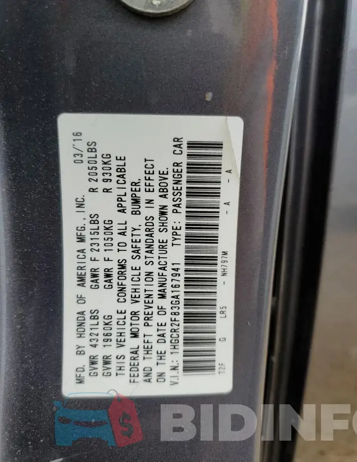 1HGCR2F83GA167941 Photo# 13
