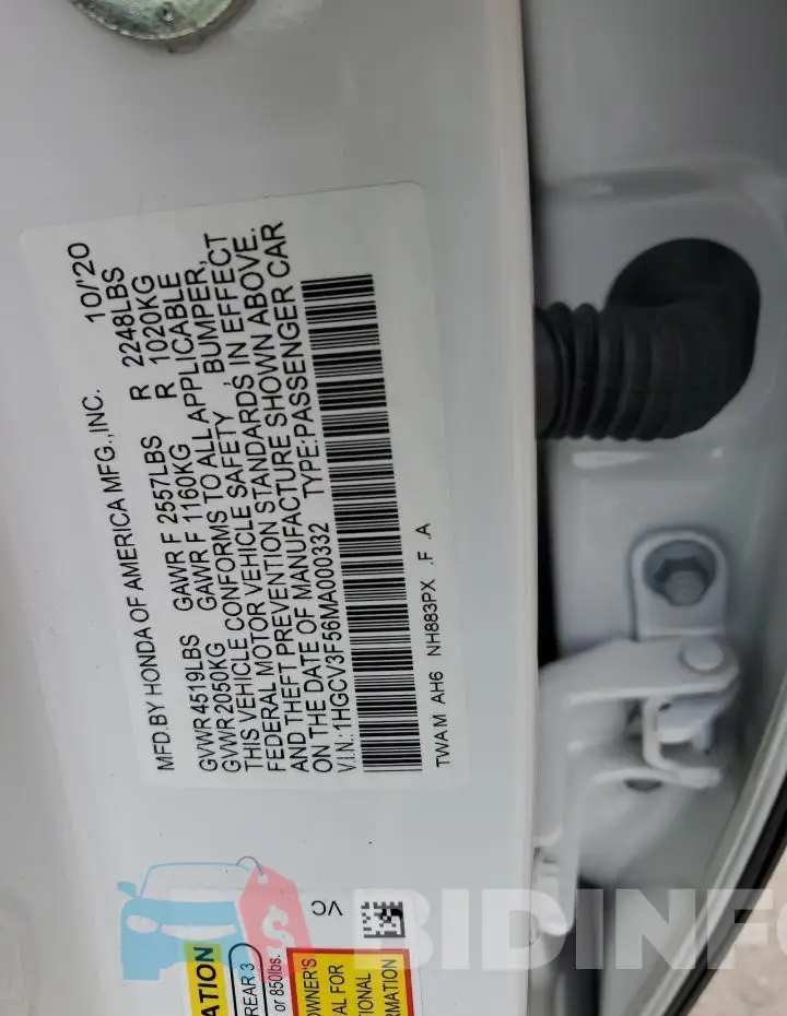 1HGCV3F56MA000332 Photo# 12