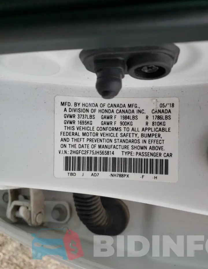 2HGFC2F75JH565814 Photo# 12