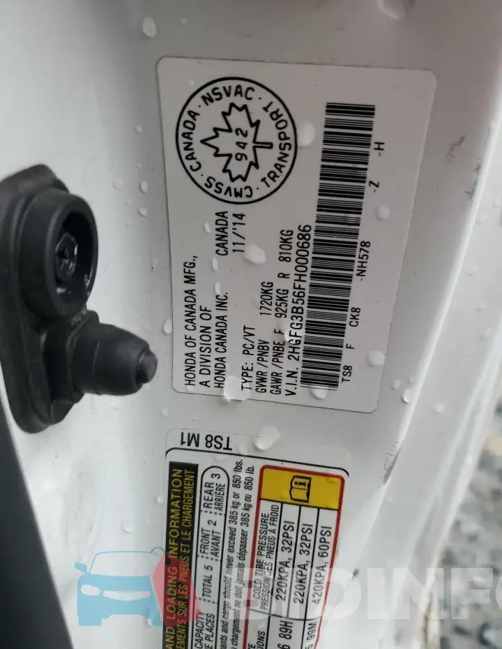 2HGFG3B56FH000686 Photo# 12