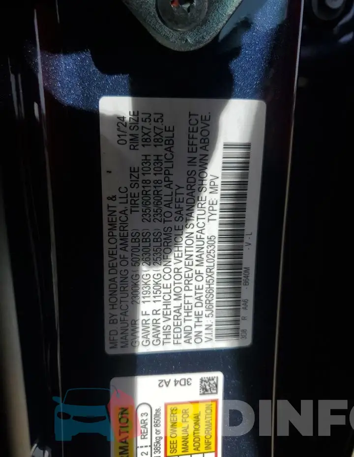 5J6RS6H5XRL025305 Photo# 12