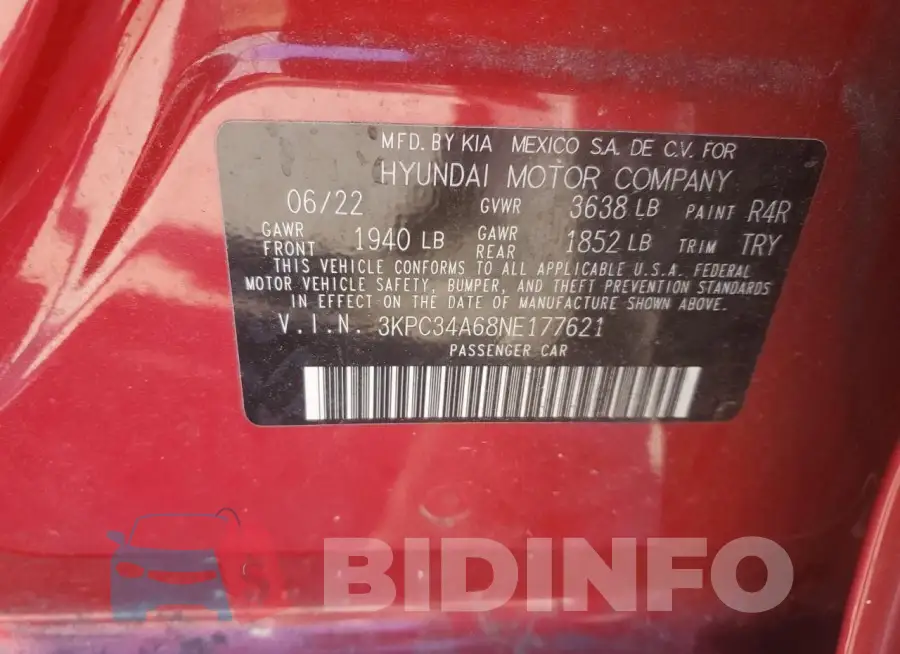 3KPC34A68NE177621 Photo# 12