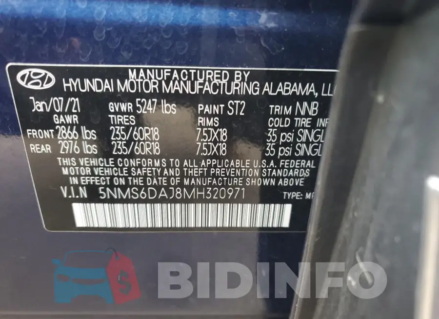 5NMS6DAJ8MH320971 Photo# 12