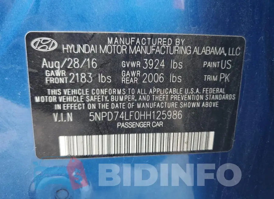 5NPD74LF0HH125986 Photo# 13