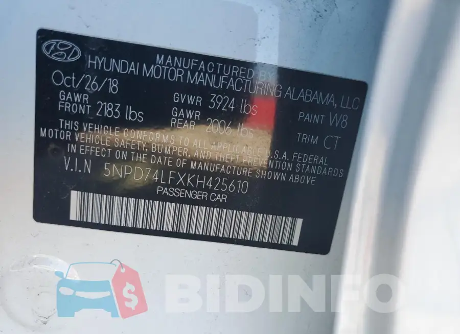 5NPD74LFXKH425610 Photo# 13