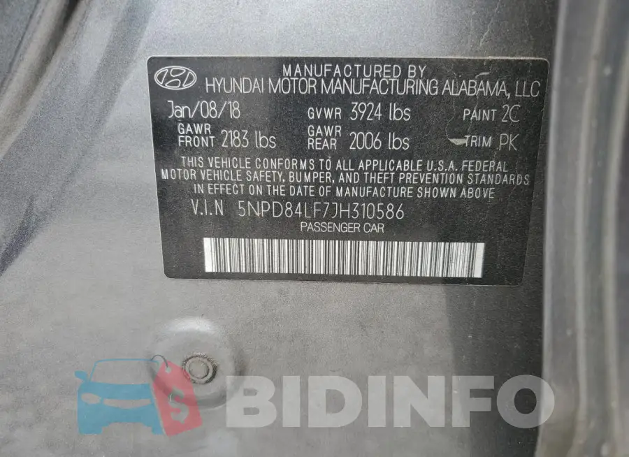 5NPD84LF7JH310586 Photo# 12