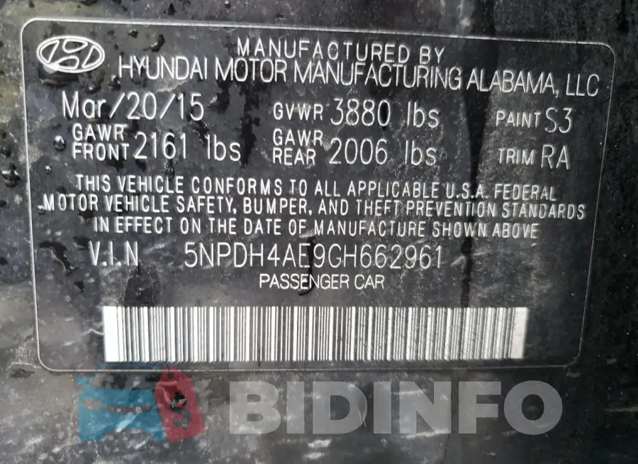 5NPDH4AE9GH662961 Photo# 12