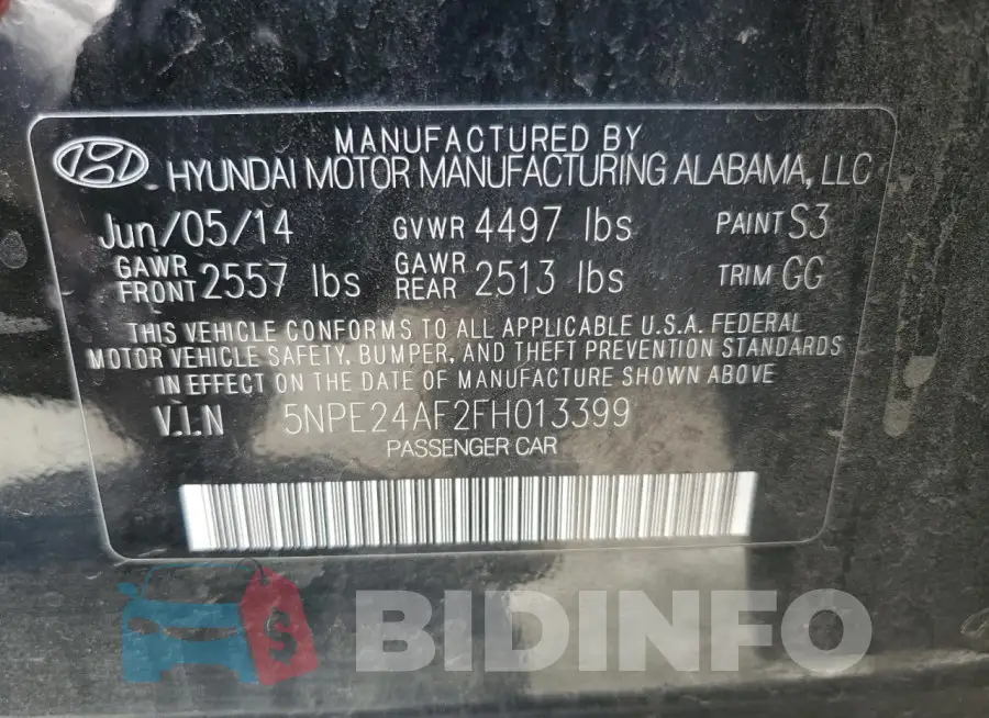 5NPE24AF2FH013399 Photo# 12
