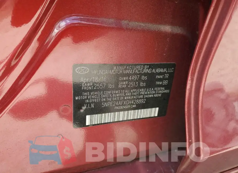 5NPE24AFXGH428892 Photo# 12