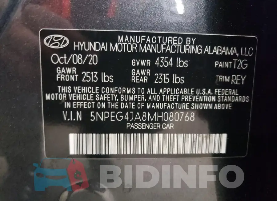 5NPEG4JA8MH080768 Photo# 13