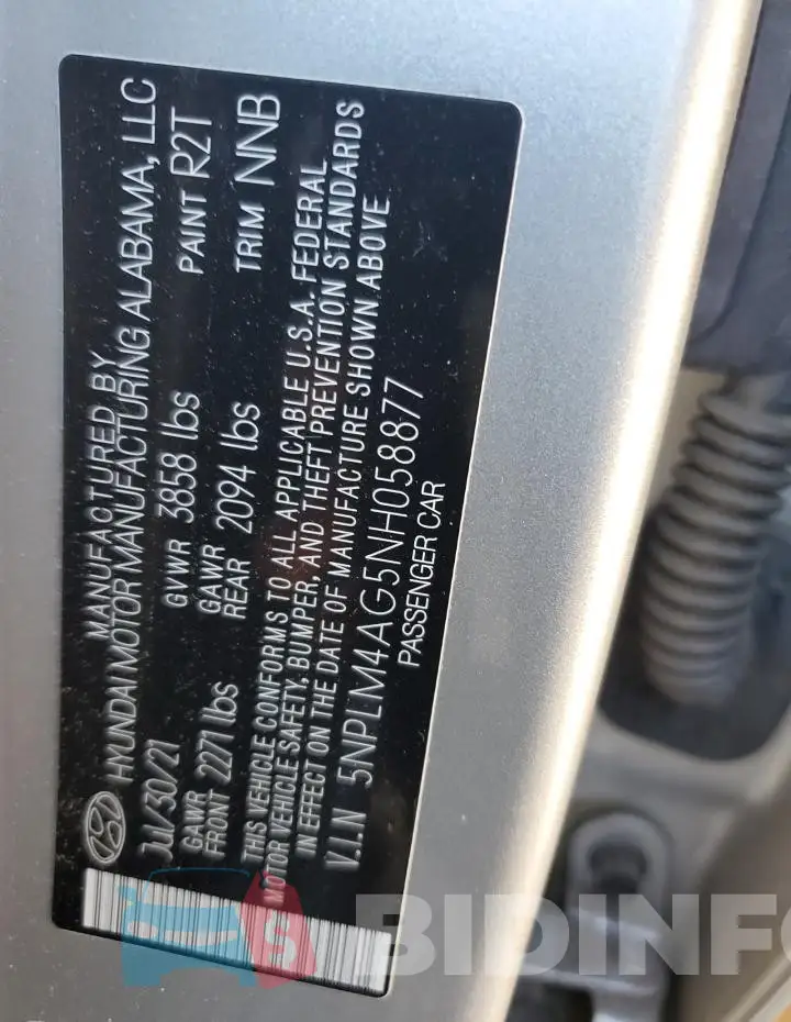 5NPLM4AG5NH058877 Photo# 12