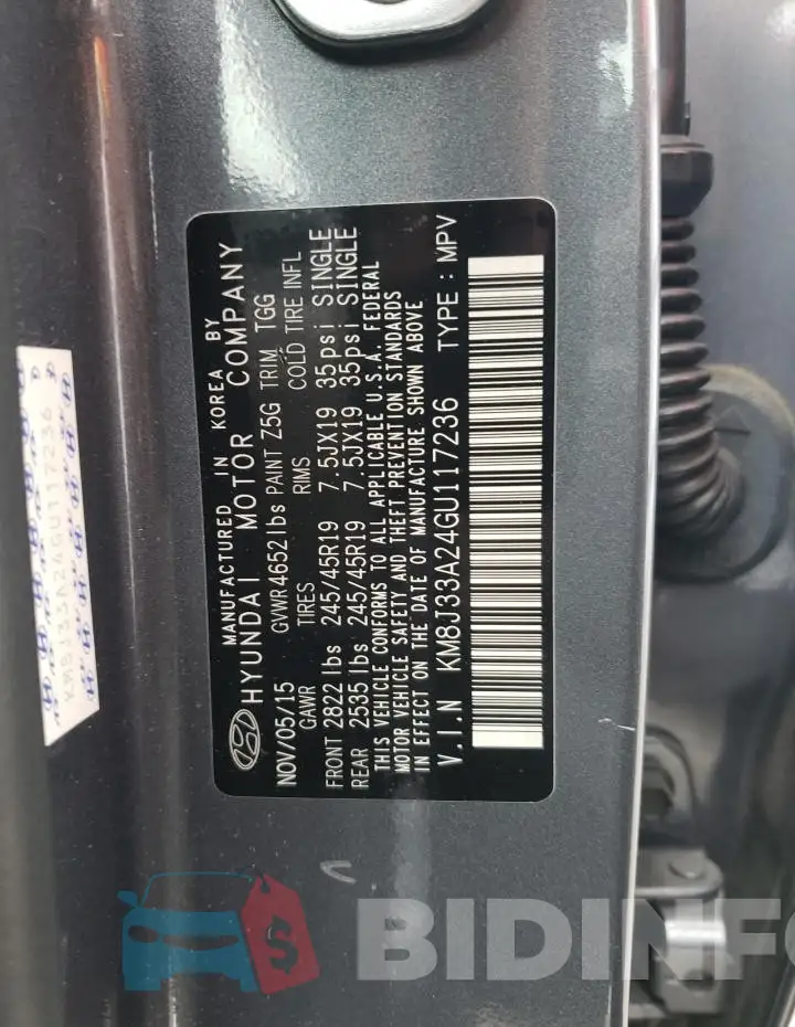 KM8J33A24GU117236 Photo# 13